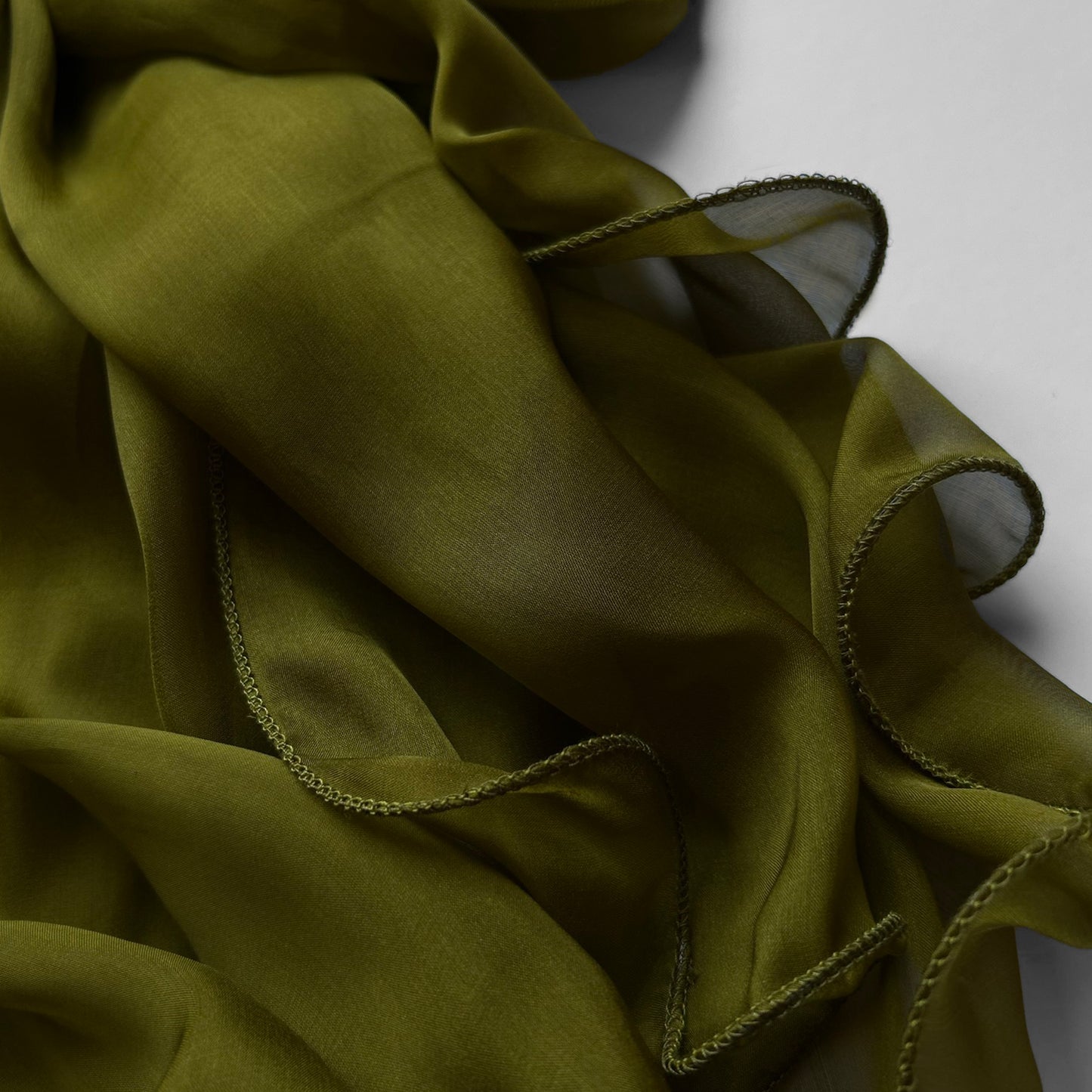 The à la Leen Double-Layered Silk Scarf- Intense Olive