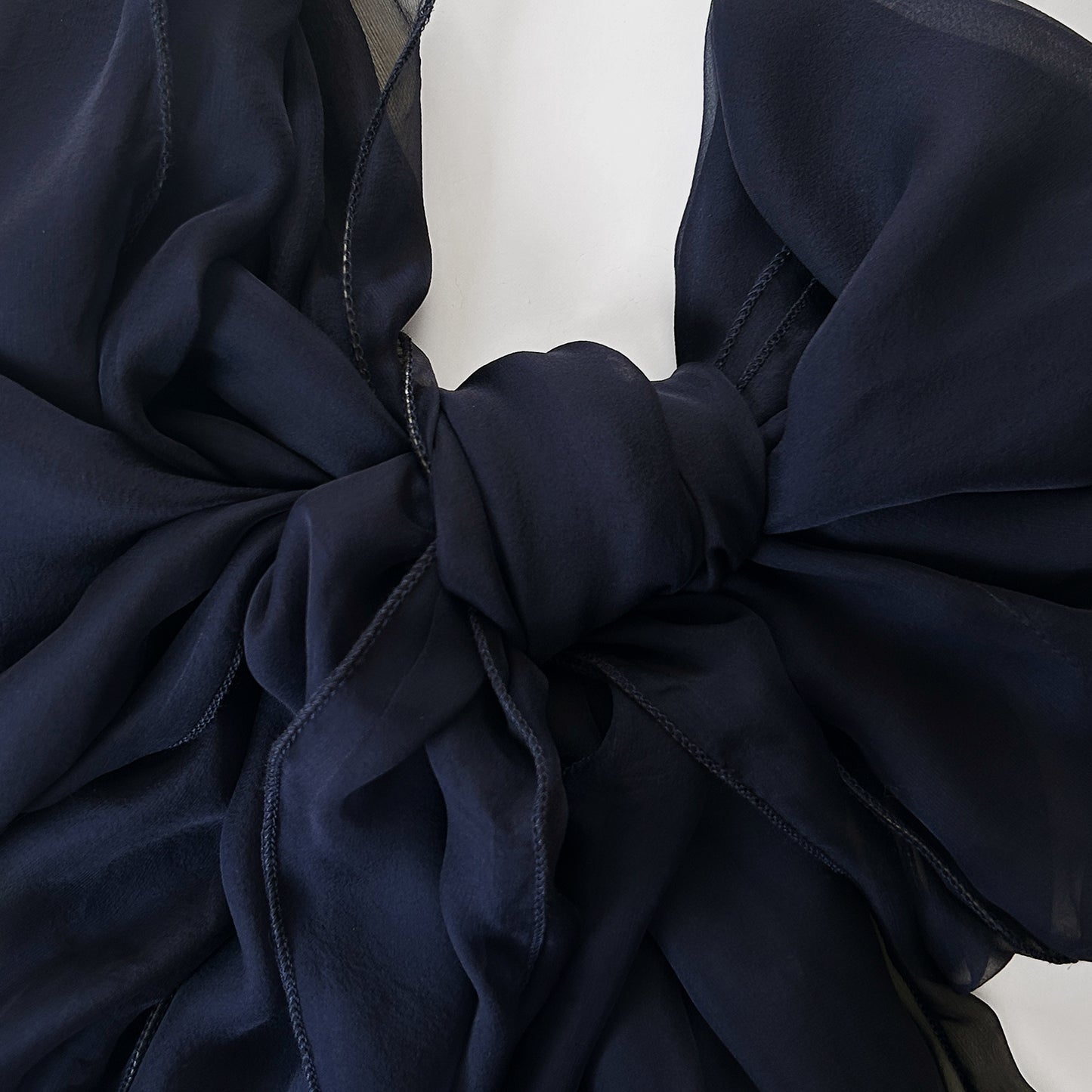 The à la Leen Double-Layered Silk Scarf- Dark Navy