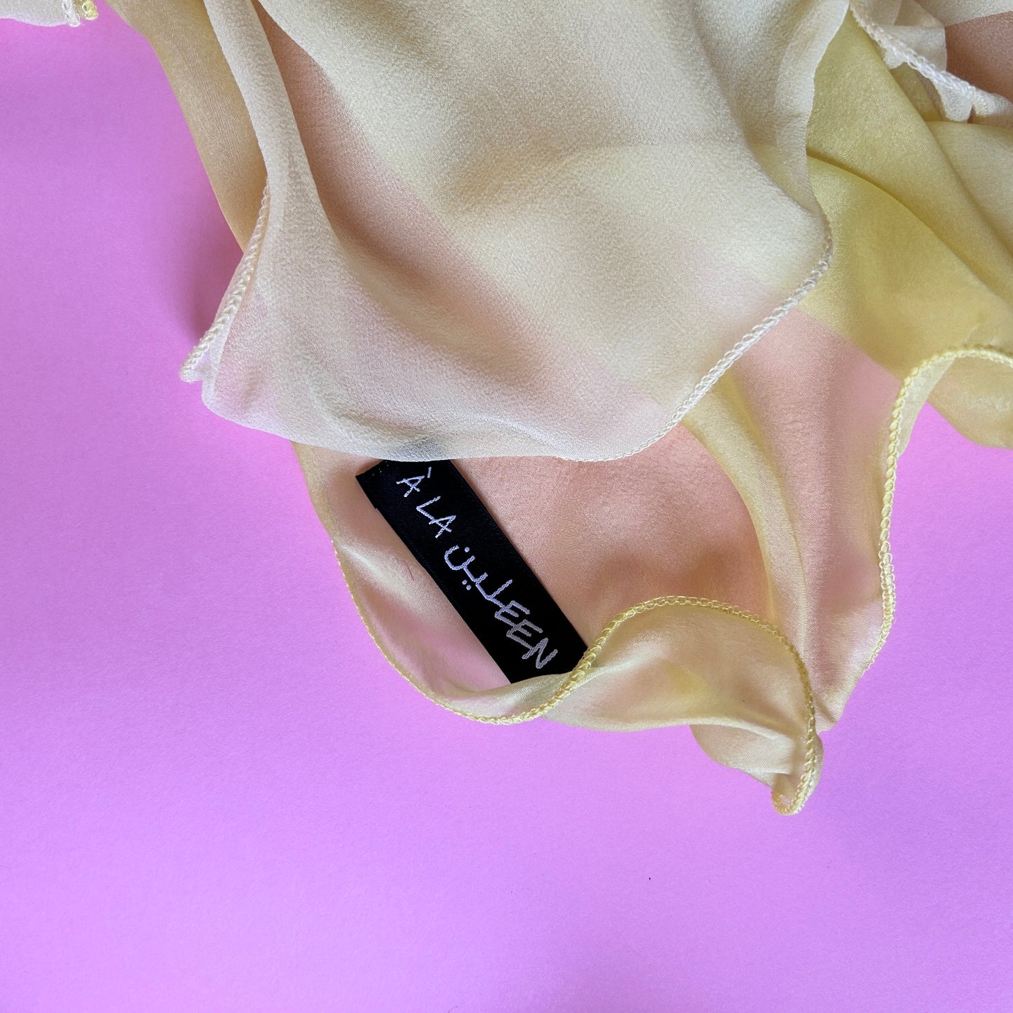 The à la Leen Double-Layered Silk Scarf- Maxi in Butter Yellow Combo