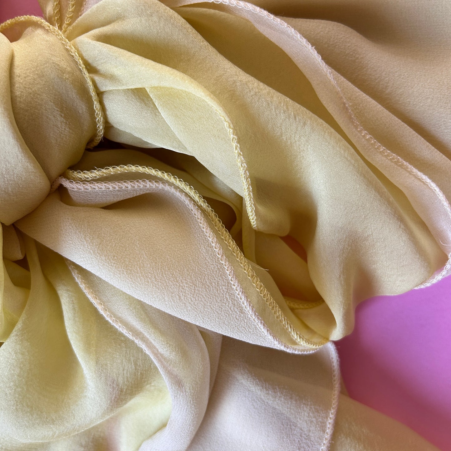 The à la Leen Double-Layered Silk Scarf- Maxi in Butter Yellow Combo