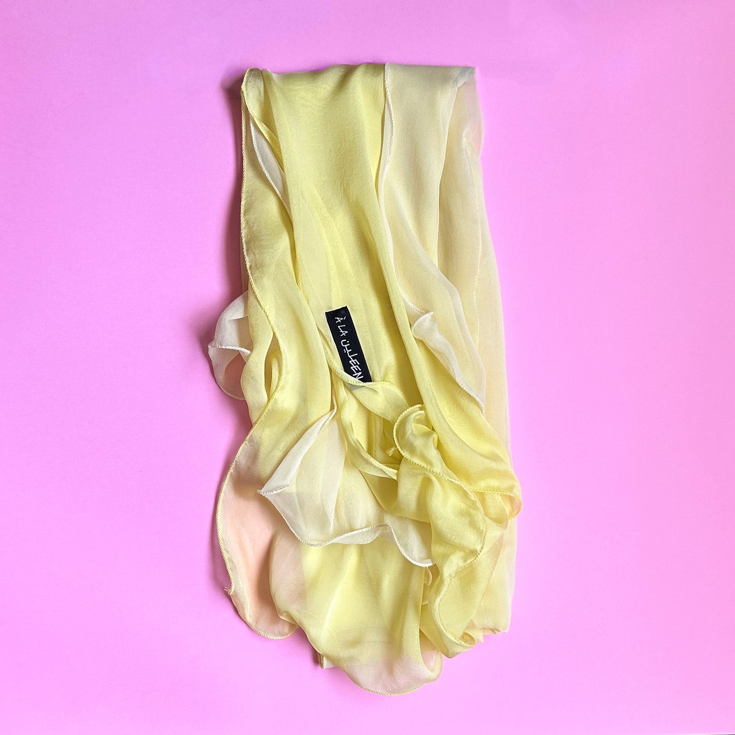 The à la Leen Double-Layered Silk Scarf- Maxi in Butter Yellow Combo