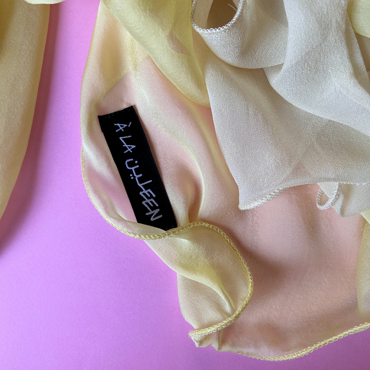 The à la Leen Double-Layered Silk Scarf- Maxi in Butter Yellow Combo