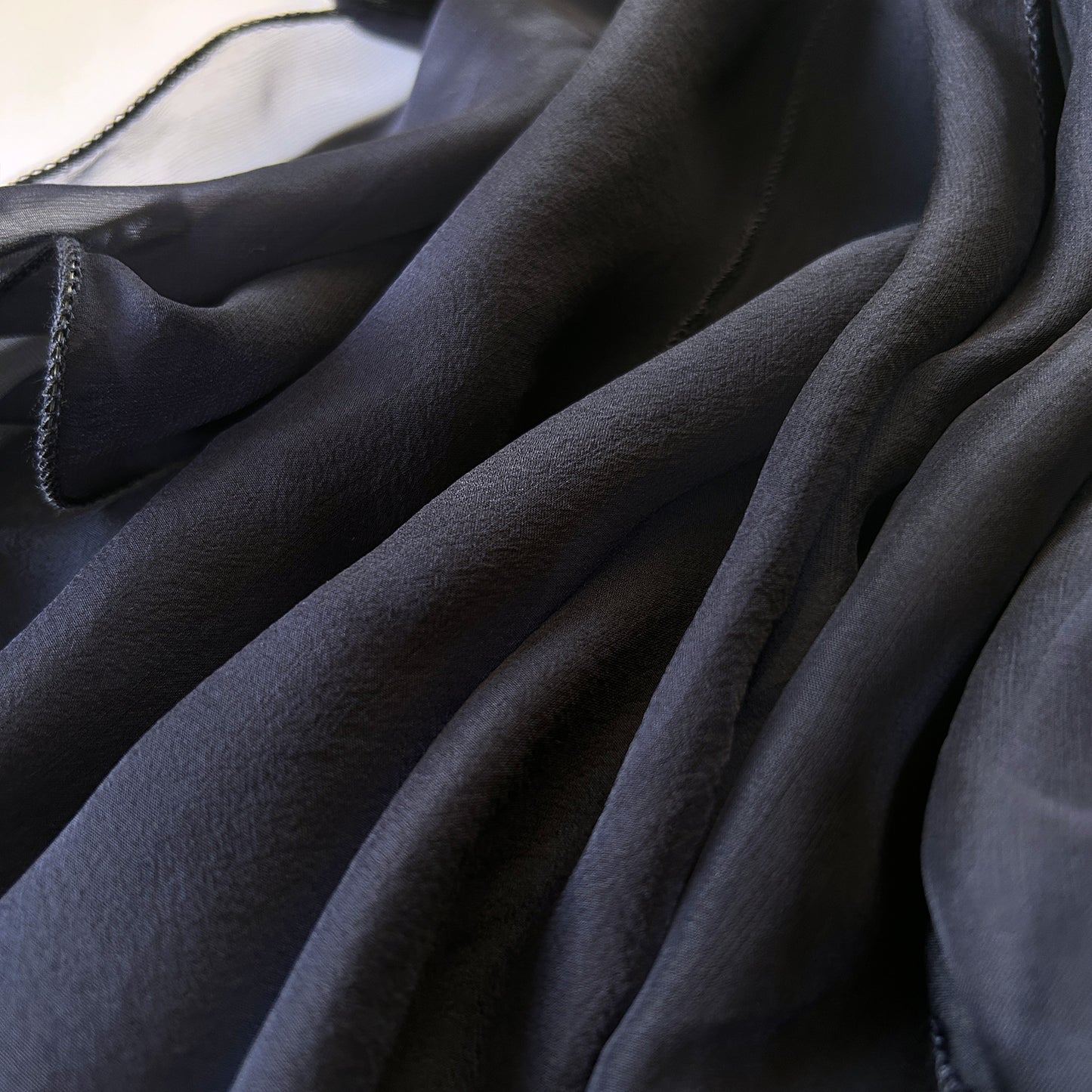 The à la Leen Double-Layered Silk Scarf- Dark Navy