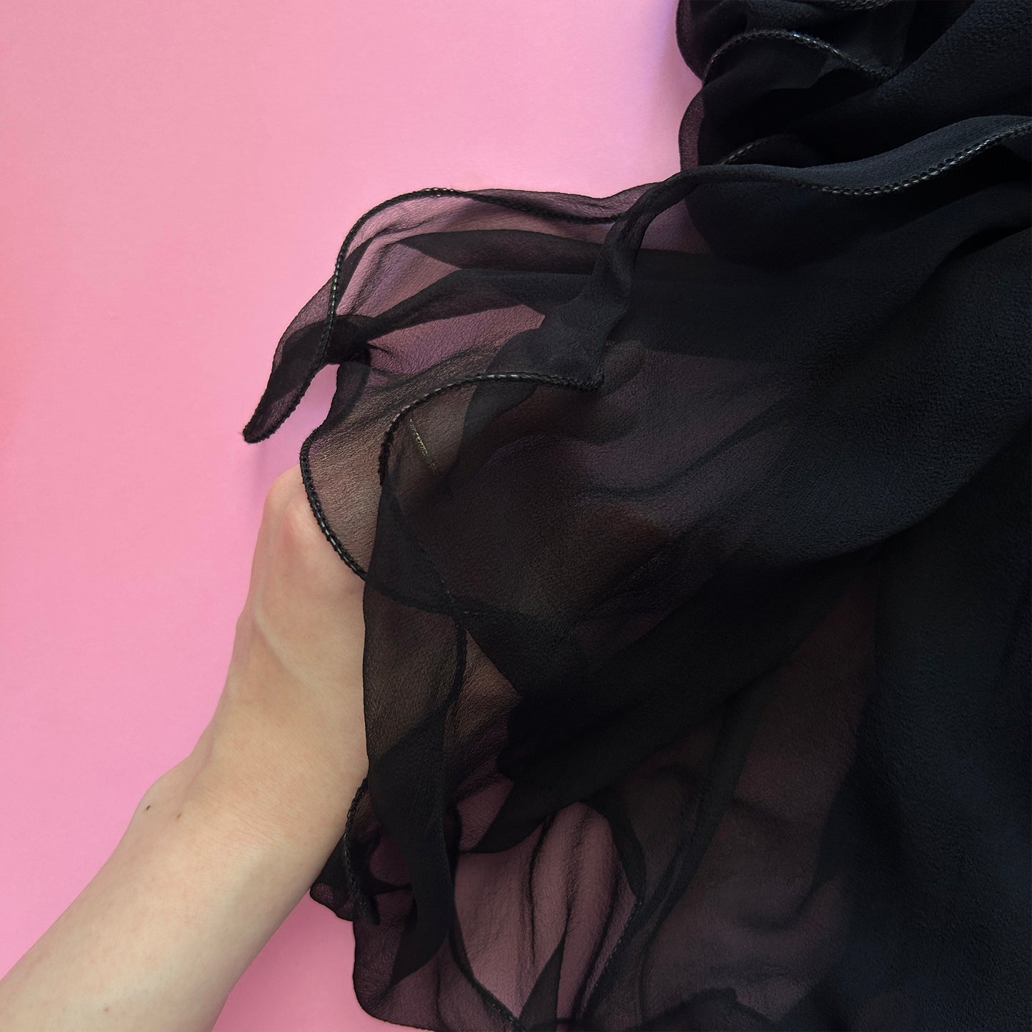 Special Edition- The à la Leen Double-Layered Japanese Premium Silk Scarf- Midnight Black