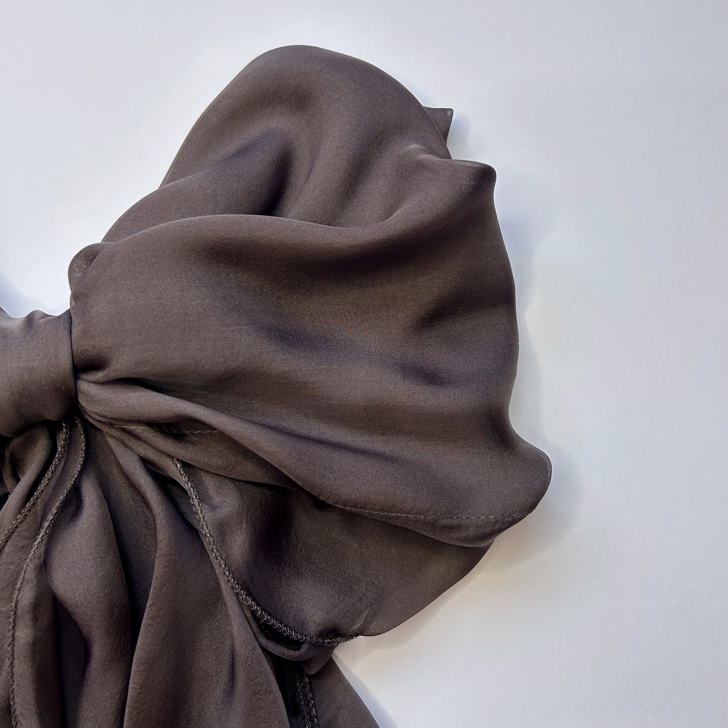 The à la Leen Double-Layered Silk Scarf- Taupe Brown