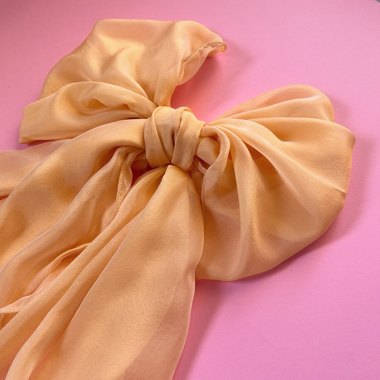 The à la Leen Single-Layered Silk Scarf- Peach Sorbet