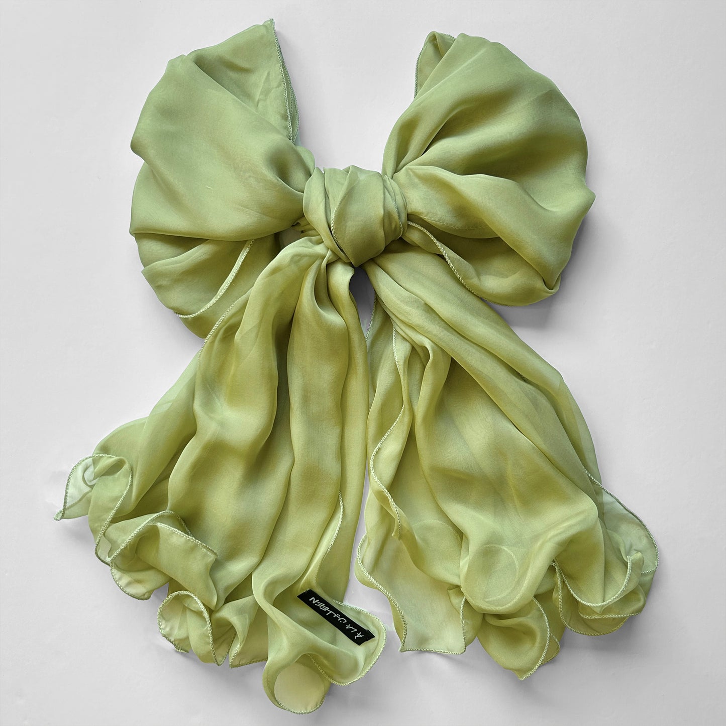 The à la Leen Double-Layered Silk Scarf- Apple Green