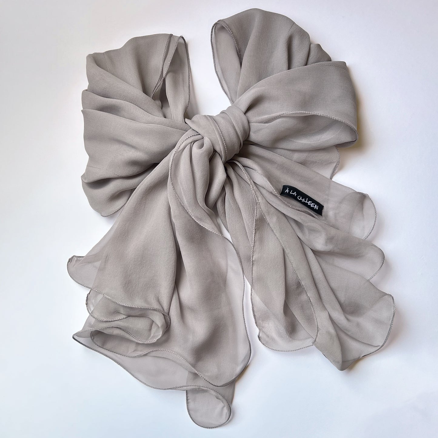 The à la Leen Double-Layered Silk Scarf- Taupe
