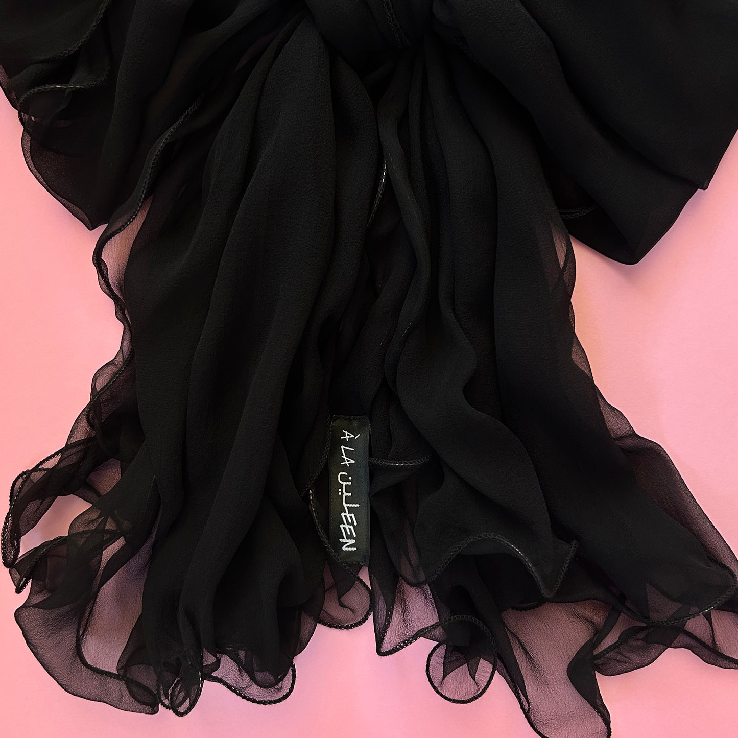 Special Edition- The à la Leen Double-Layered Japanese Premium Silk Scarf- Midnight Black