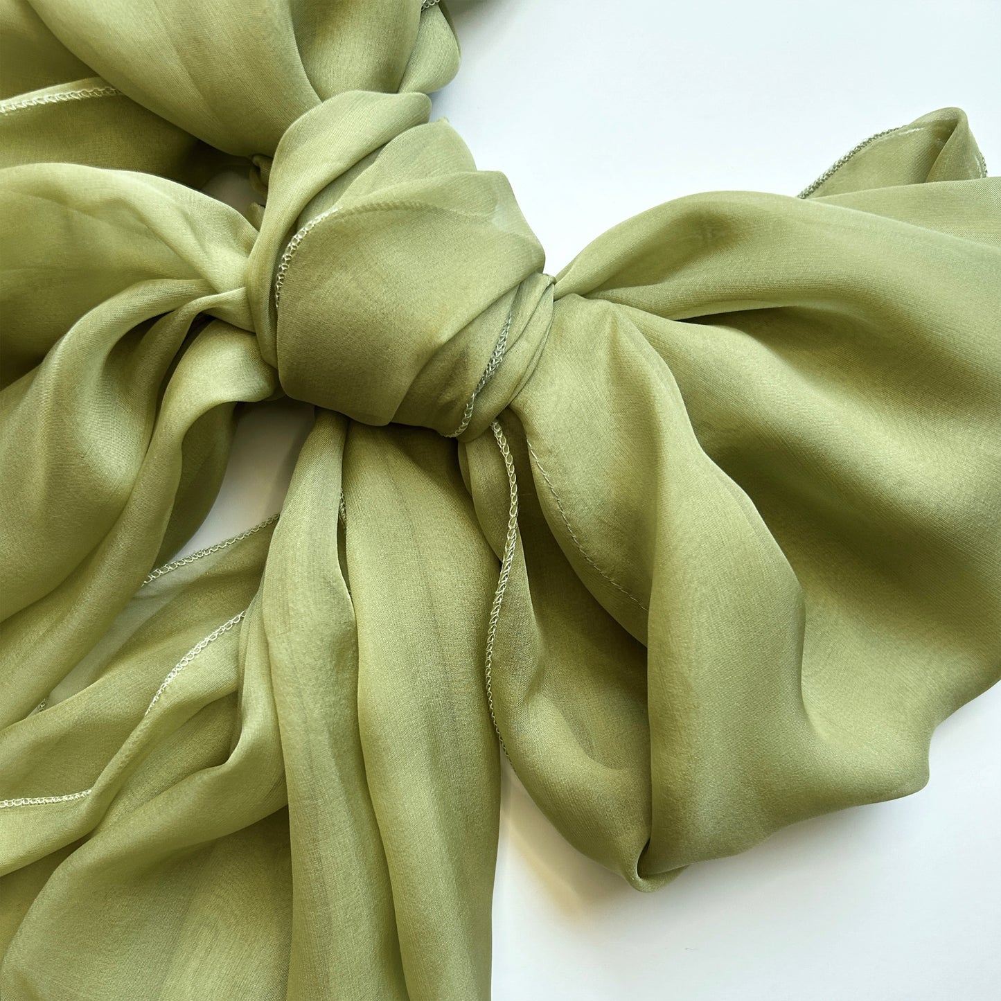 The à la Leen Double-Layered Silk Scarf- Apple Green