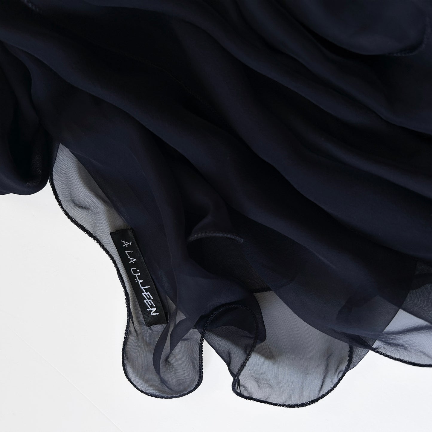 The à la Leen Double-Layered Silk Scarf- Dark Navy