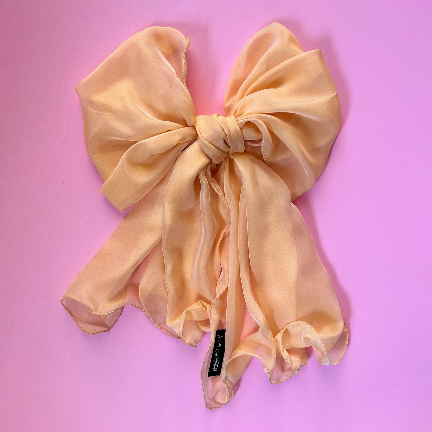 The à la Leen Single-Layered Silk Scarf- Peach Sorbet