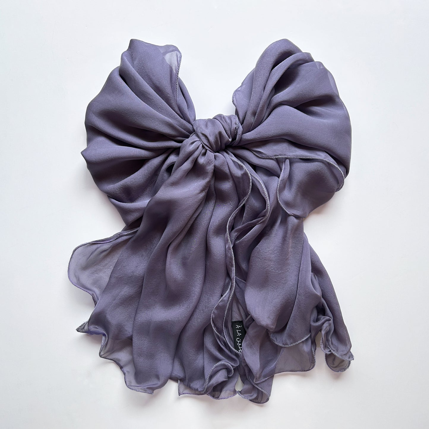 The à la Leen Double-Layered Silk Scarf- Maxi in Charcoal Lavender