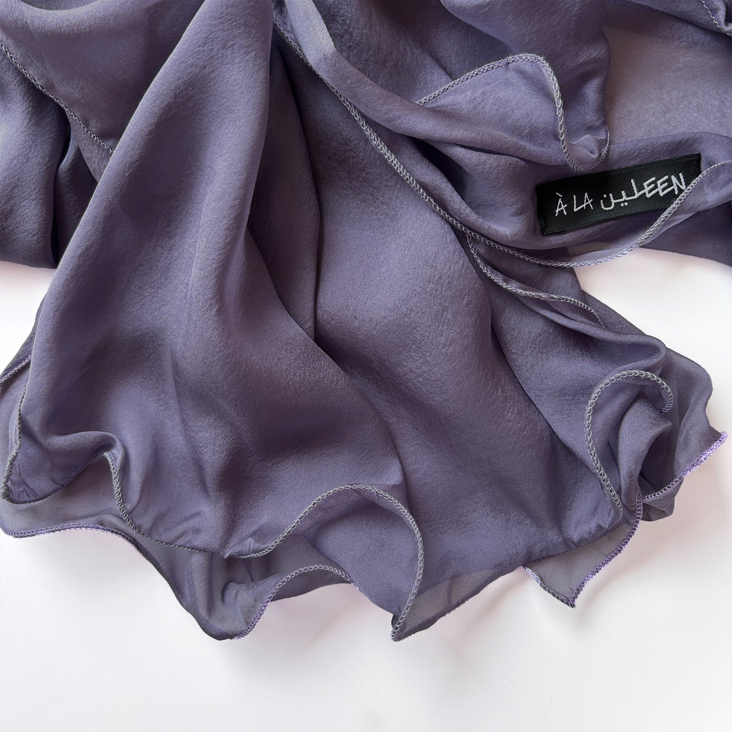 The à la Leen Double-Layered Silk Scarf- Maxi in Charcoal Lavender
