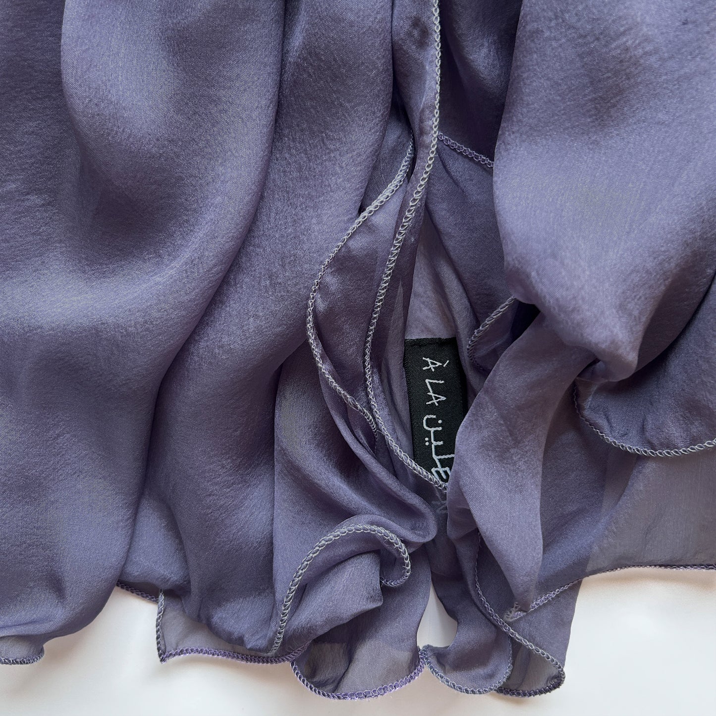 The à la Leen Double-Layered Silk Scarf- Maxi in Charcoal Lavender