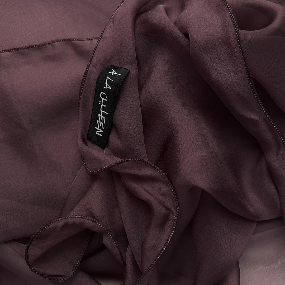 The Double-Layered Silk Chiffon Scarf – Plum Brown