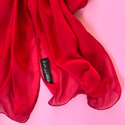 The Single-Layered Silk Chiffon Scarf – Chili Red