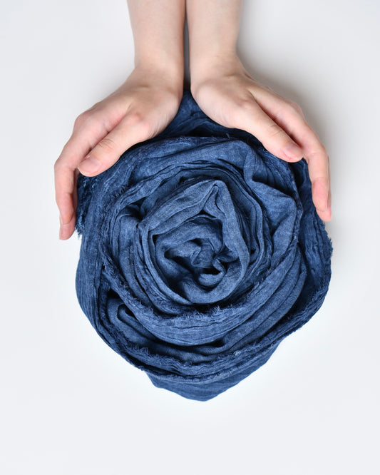 The Cotton Scarf in navy blue