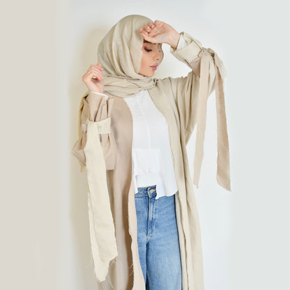 The Two-Tone Linen Wavy Abaya