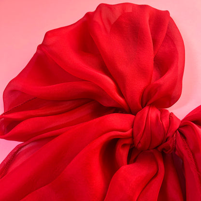 The Single-Layered Silk Chiffon Scarf – Chili Red