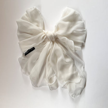 The Single-Layered Silk Chiffon Scarf – Off-White