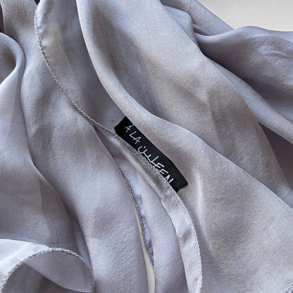 The Double-Layered Silk Chiffon Scarf – Silver