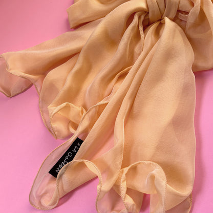 The Single-Layered Silk Chiffon Scarf – Peach Sorbet