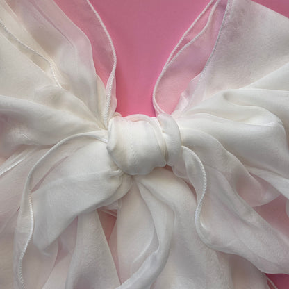 The Double-Layered Silk Chiffon Scarf – Pearl White – Bridal Edition
