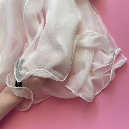 The Double-Layered Silk Chiffon Scarf – Pearl White – Bridal Edition