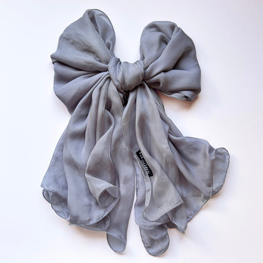 The à la Leen Double-Layered Silk Scarf- Silver