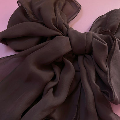 The Double-Layered Silk Chiffon Scarf – Brown