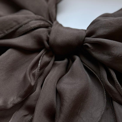 The Double-Layered Silk Chiffon Scarf – Taupe Brown