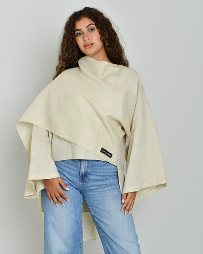 The Linen Scarf Top in sand