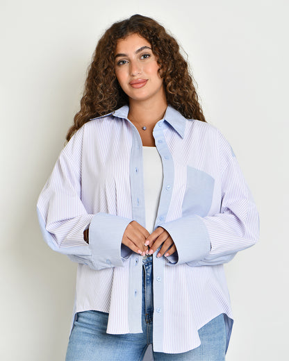 The Combination Shirt in double-striped poplin