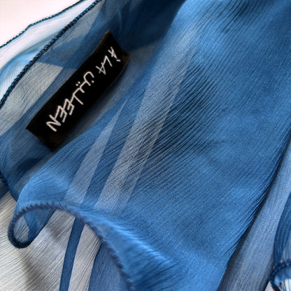 The à la Leen Single-Layered Silk Scarf- Petrol Blue