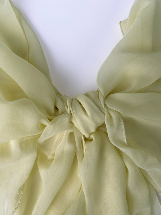 The à la Leen Voile Scarf with Wavy Hems- Yellow