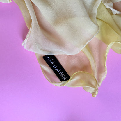 The Double-Layered Silk Chiffon Scarf – Two-tone Butter Yellow Combo