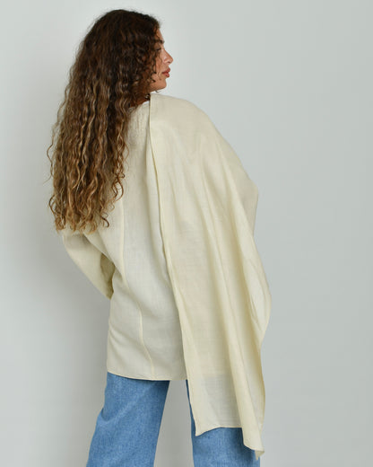 The Linen Scarf Top in sand