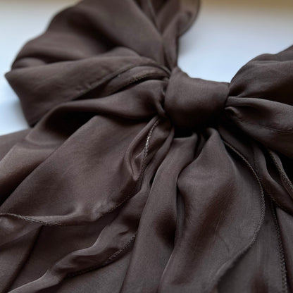 The Double-Layered Silk Chiffon Scarf – Taupe Brown