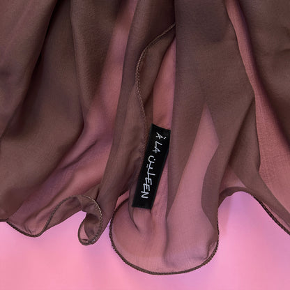 The Single-Layered Silk Chiffon Scarf – Brown
