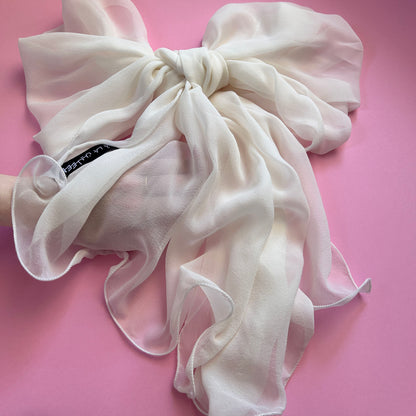 The Single-Layered Silk Chiffon Scarf – Off-White