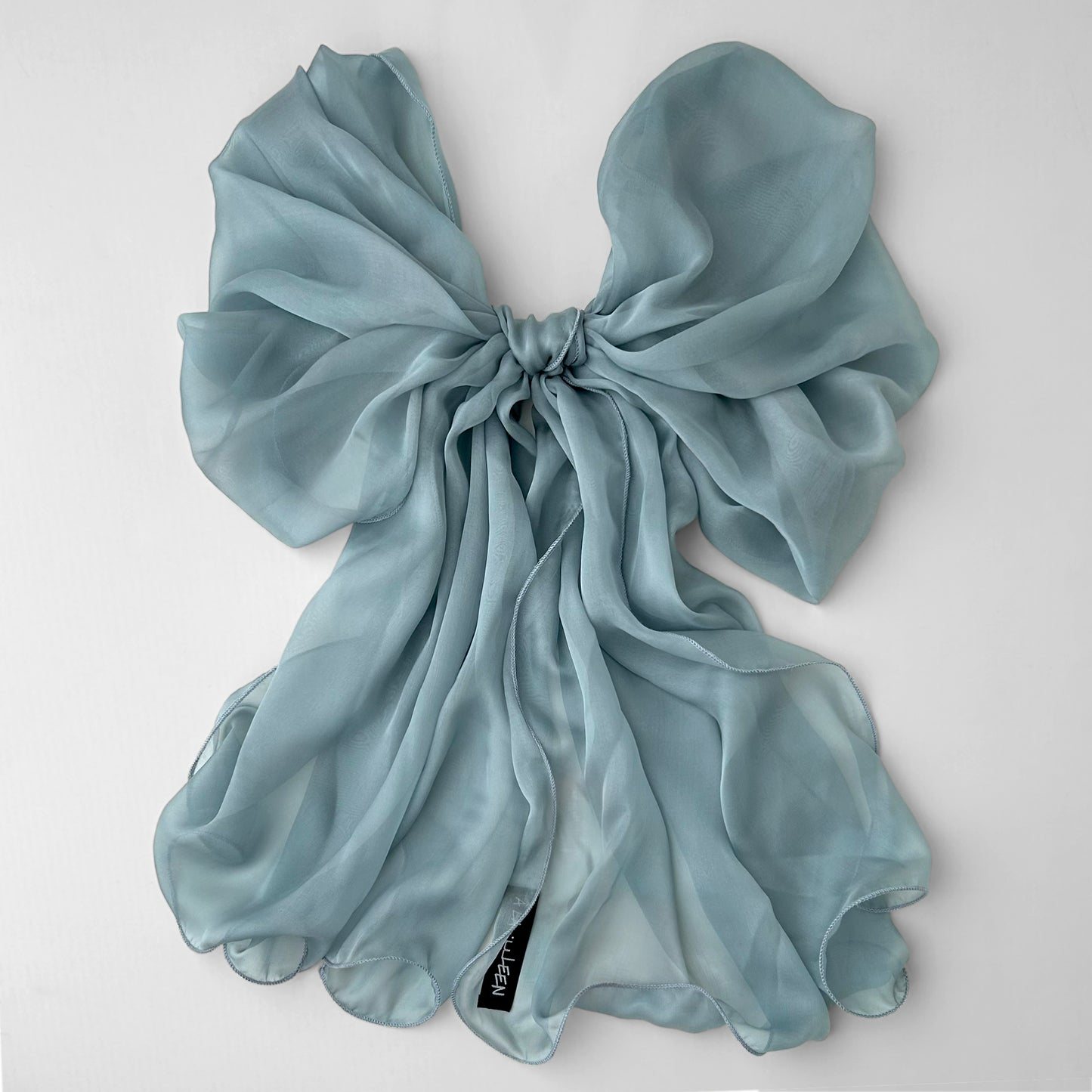The Single-Layered Silk Chiffon Scarf – Grayish Blue