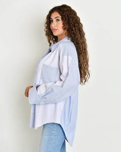 The Combination Shirt in double-striped poplin
