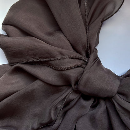 The Double-Layered Silk Chiffon Scarf – Taupe Brown