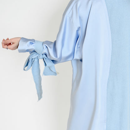 Bouclé and Satin Combination Wavy Abaya