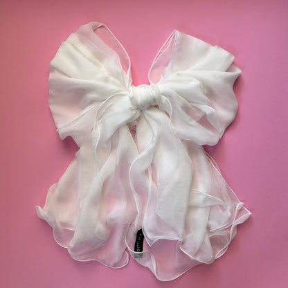 The Double-Layered Silk Chiffon Scarf – Pearl White – Bridal Edition