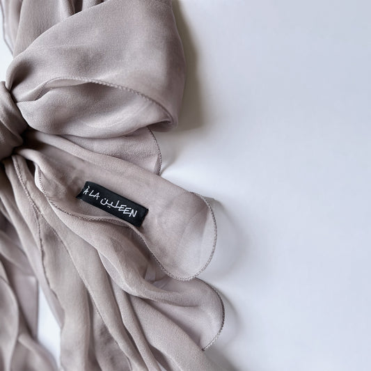 The à la Leen Double-Layered Silk Scarf- Taupe