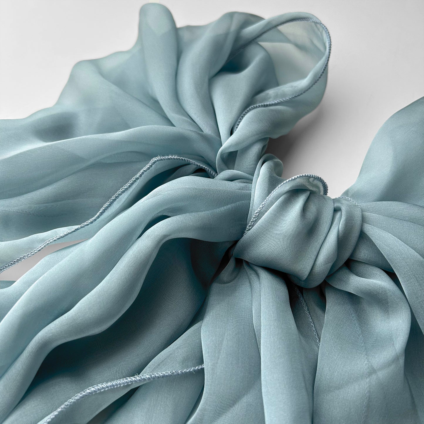 The Single-Layered Silk Chiffon Scarf – Grayish Blue