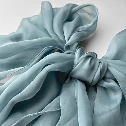 The Single-Layered Silk Chiffon Scarf – Grayish Blue