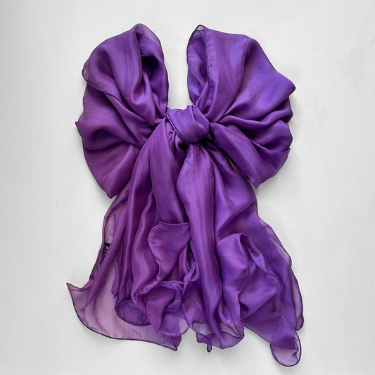 The à la Leen Double-Layered Silk Scarf- Deep Violet